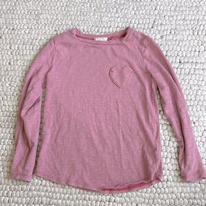 Pink long sleeve T-shirt, heart pocket crewcuts xs